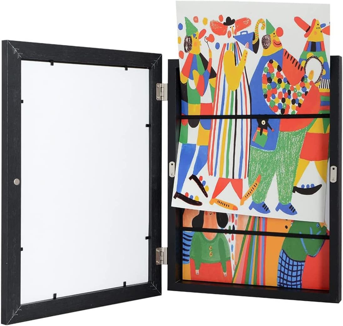 Kids Artwork Picture Frame changeable in Black Wood with Temper  Glass kid art frame changeable a4 photo frames