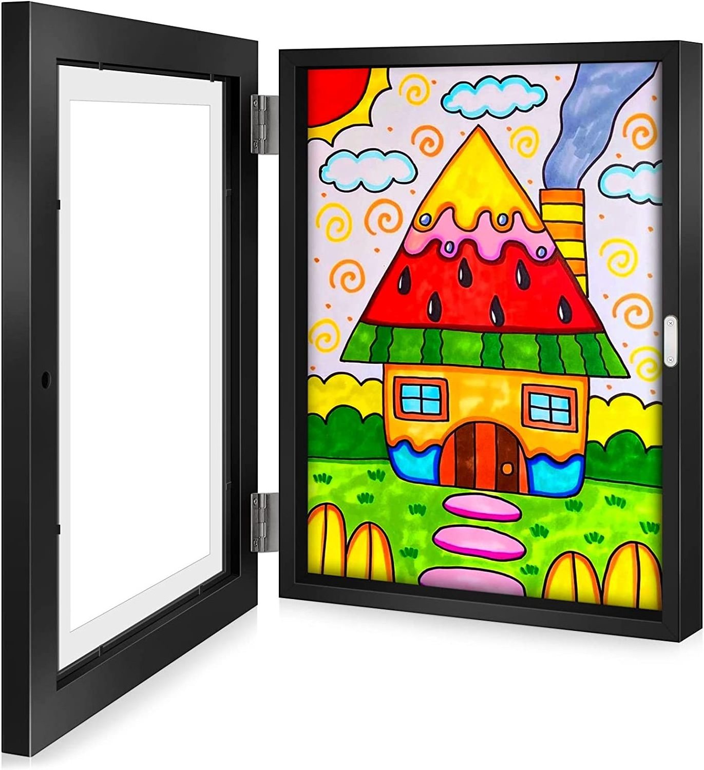 Kids Artwork Picture Frame changeable in Black Wood with Temper  Glass kid art frame changeable a4 photo frames