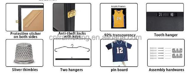 Jersey Display Case Frame Lockable Shadow Box Sports Jersey Frame with UV Protection Acrylic Hanger for Baseball Basketball