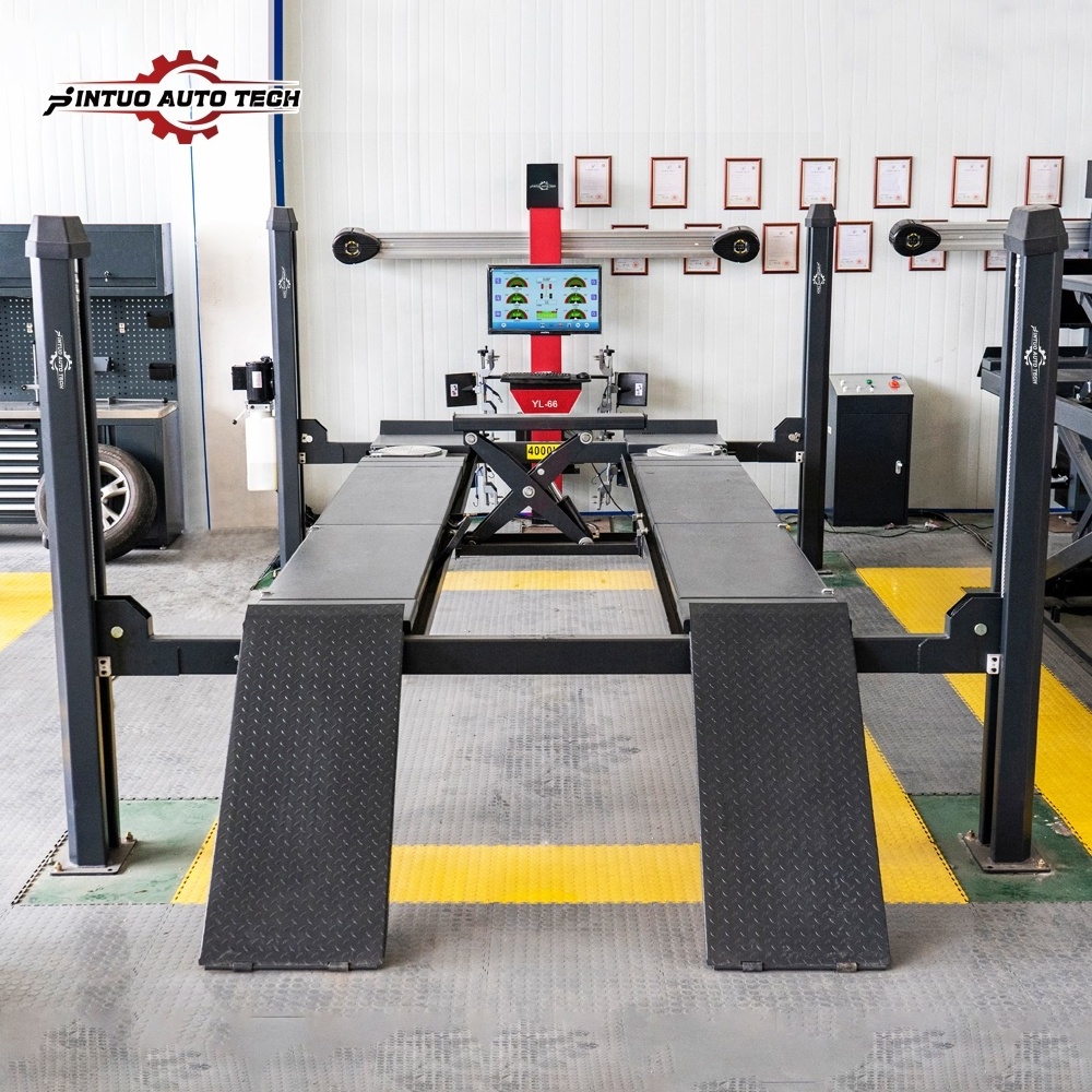 Jintuo A full set of 4 post car lift four-wheel positioning machine Tire 3D Wheel Alignment Equipment combo