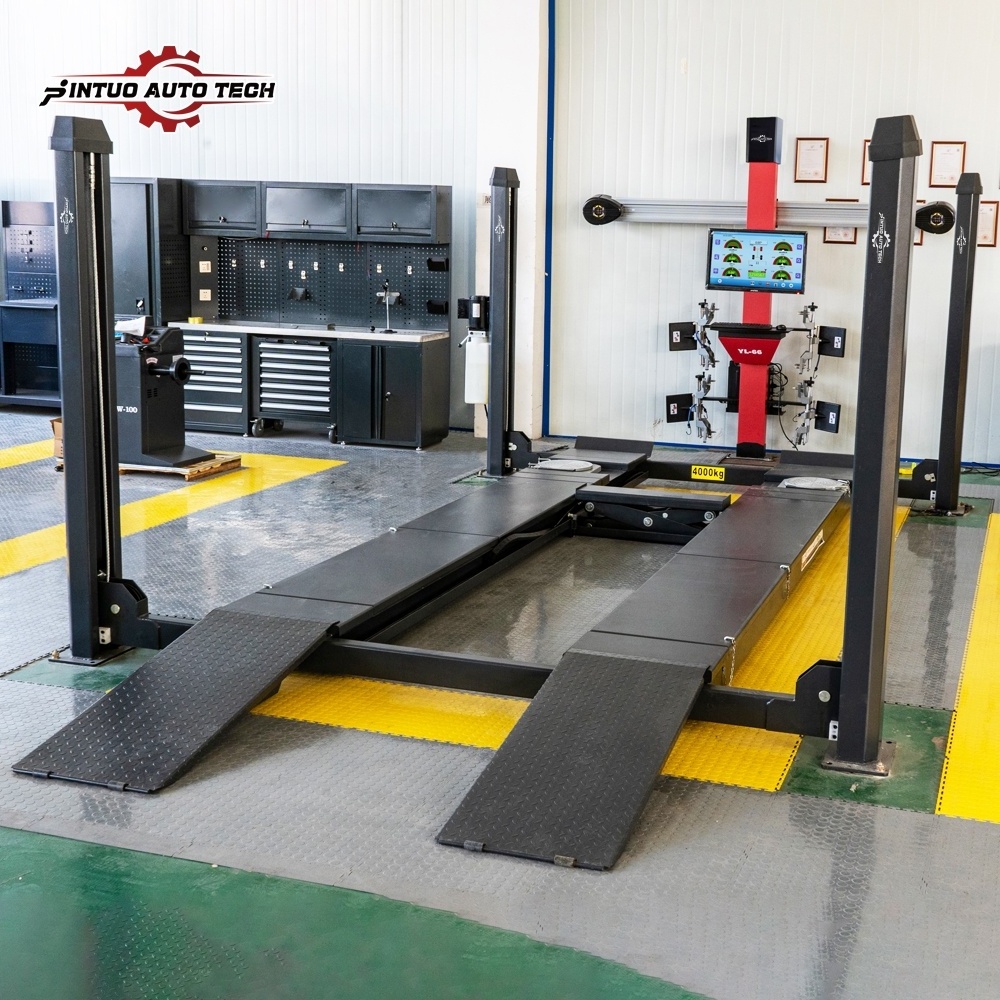 Jintuo A full set of 4 post car lift four-wheel positioning machine Tire 3D Wheel Alignment Equipment combo