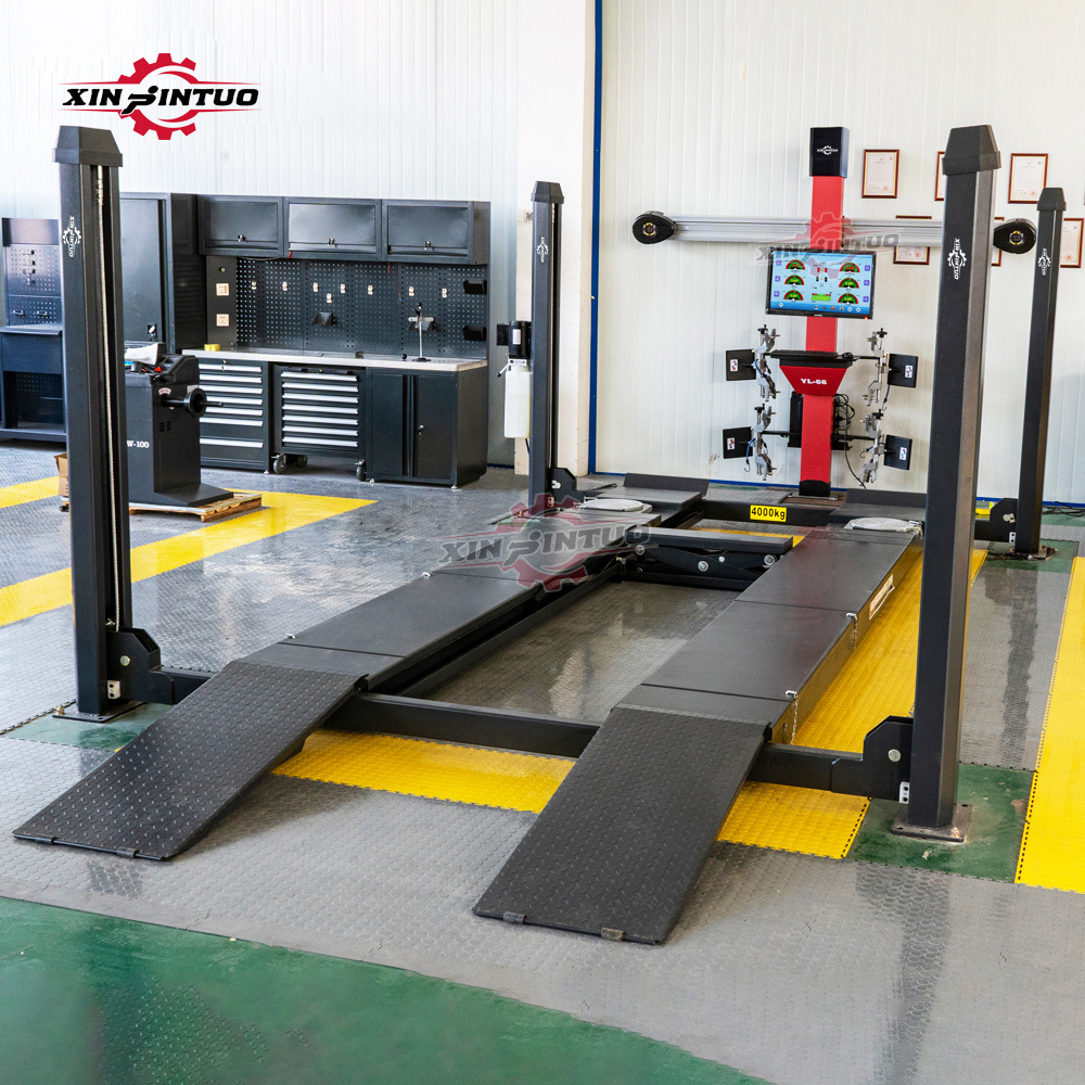 Jintuo four post hydraulic car lift 4 post lift for car work shop use working with 3d wheel alignment machine