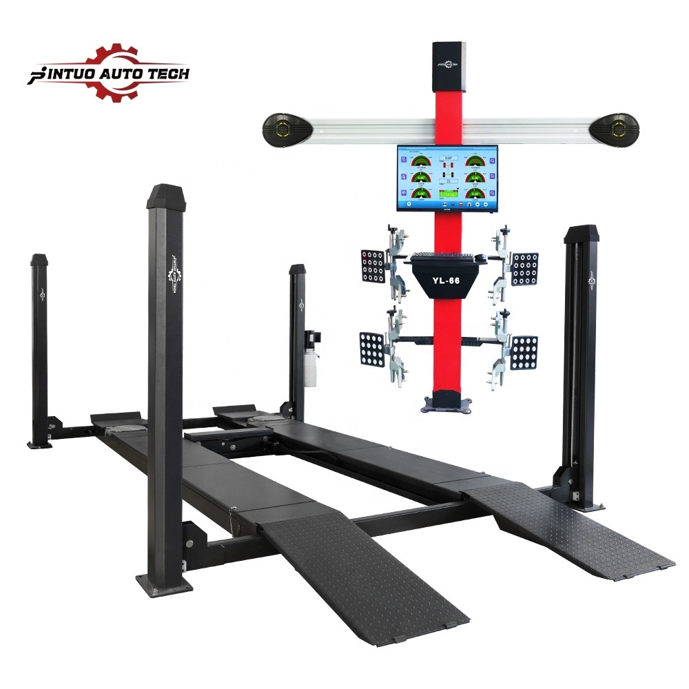 Jintuo Tyre repair equipments combo 3D wheel alignment machine four post car lift