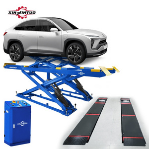 Xinjintuo 4000 kg capacity four cylinders full rise on ground wheel alignment scissor car lift with CE