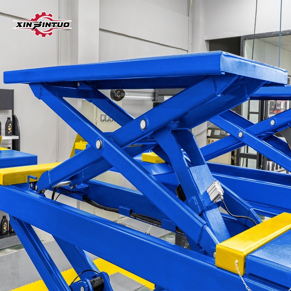 Xinjintuo 4000 kg capacity four cylinders full rise on ground wheel alignment scissor car lift with CE