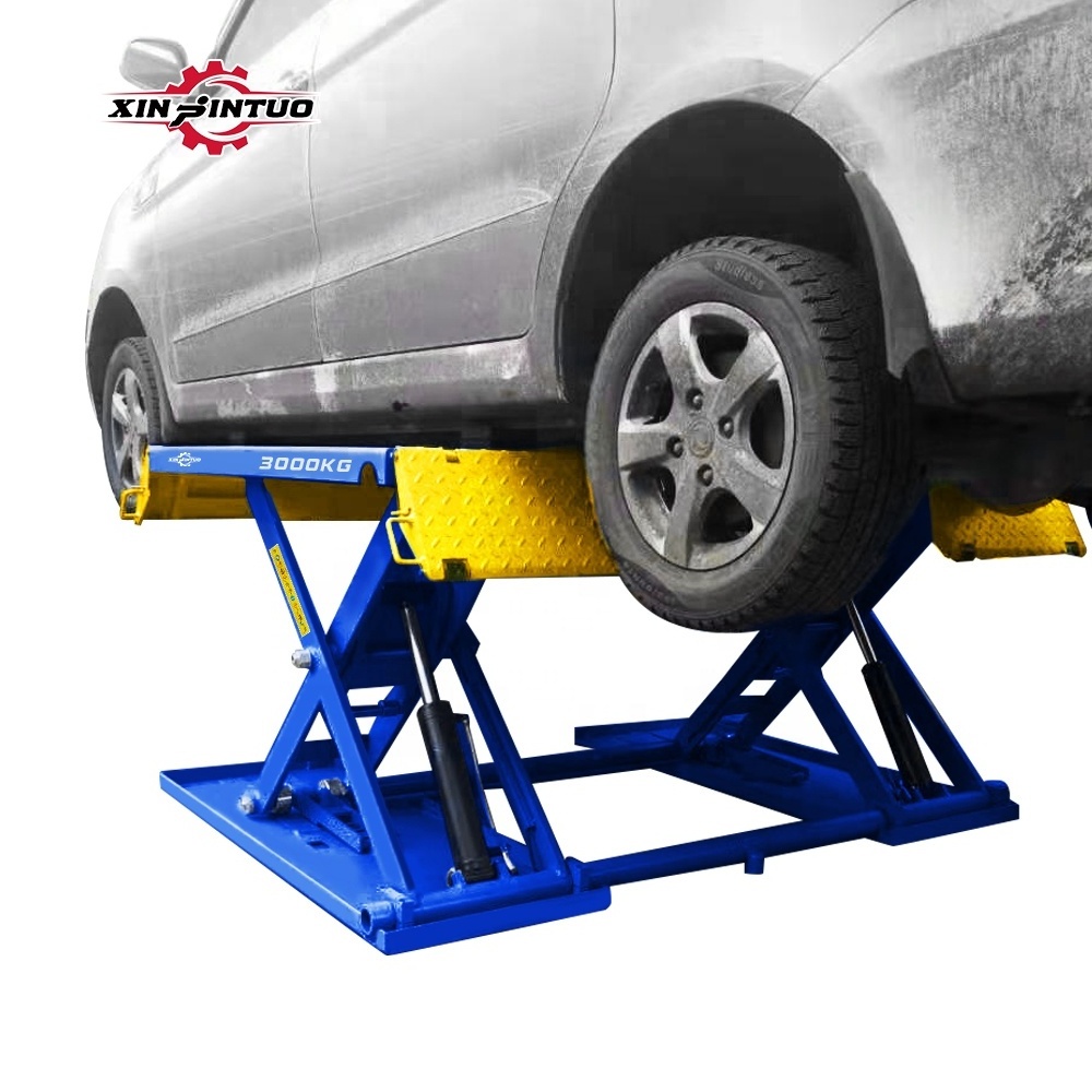 Xinjintuo IN STOCK 8000lbs Low Profile Full Rise Car Scissor Lift - Pneumatic Safety Lock Release - On-Ground or Flush Mount Au