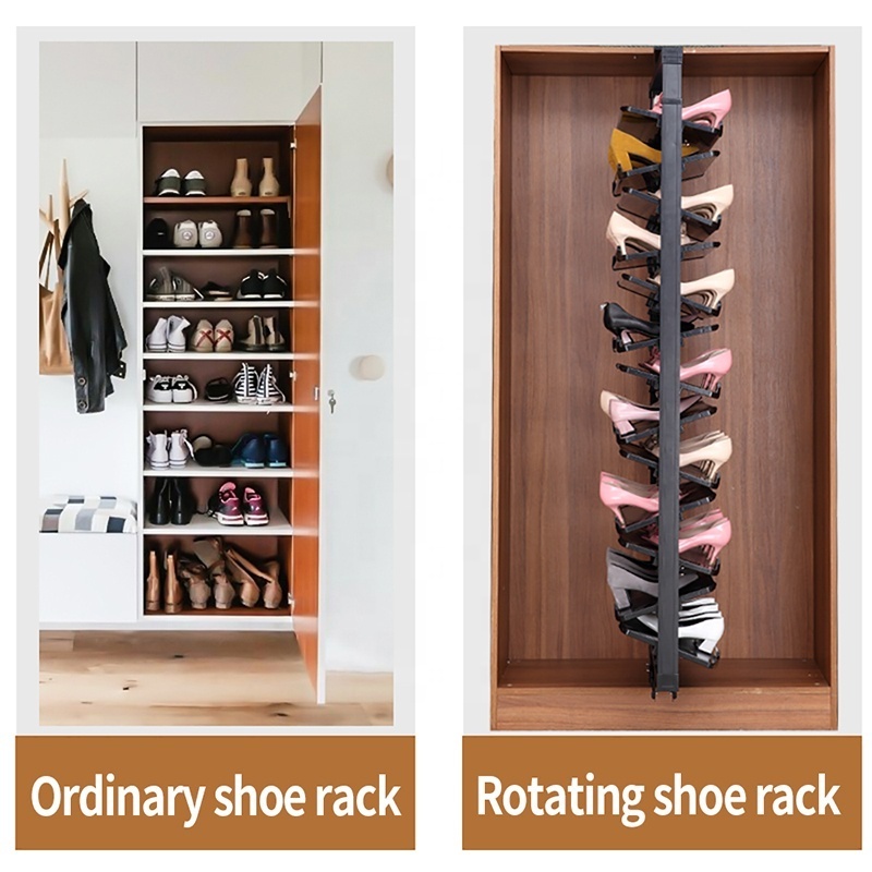 AOLISHENG 360 Degree Cloakroom Cabinet Swivel Rotating Telescopic Shoe Shelf Rack