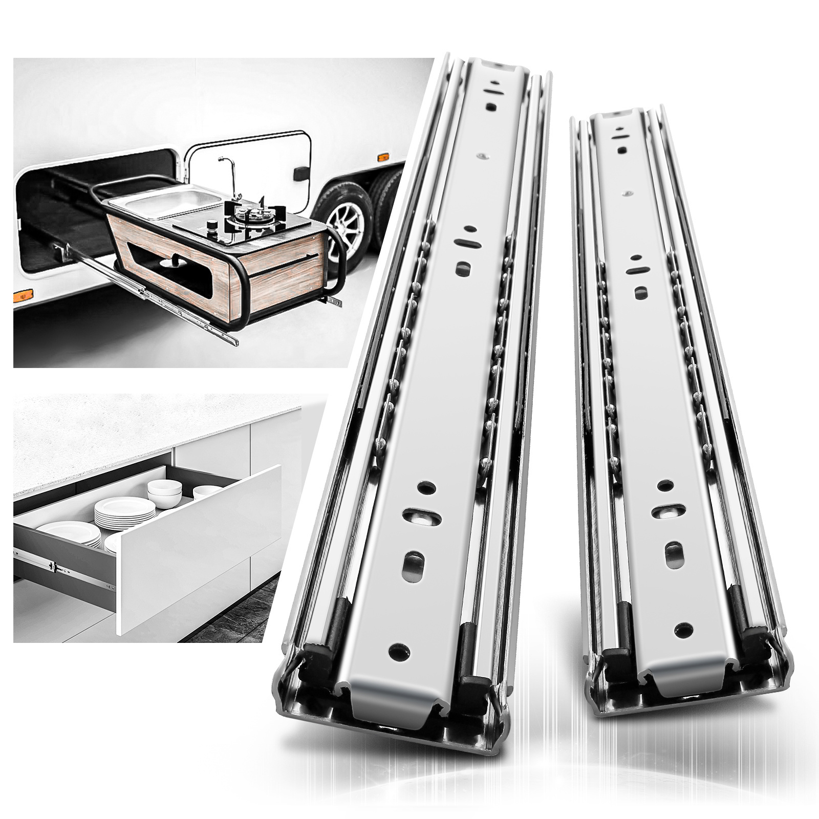 AOLISHENG Heavy Duty Drawer Slides Full Extension Ball Bearing Drawer Runners 220kg Side mounted Industrial Rail