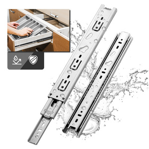 AOLISHENG Stainless Steel Drawer Slides Ball Bearing Full Extension 45mm Soft Close kitchen Telescopic Drawer Rails