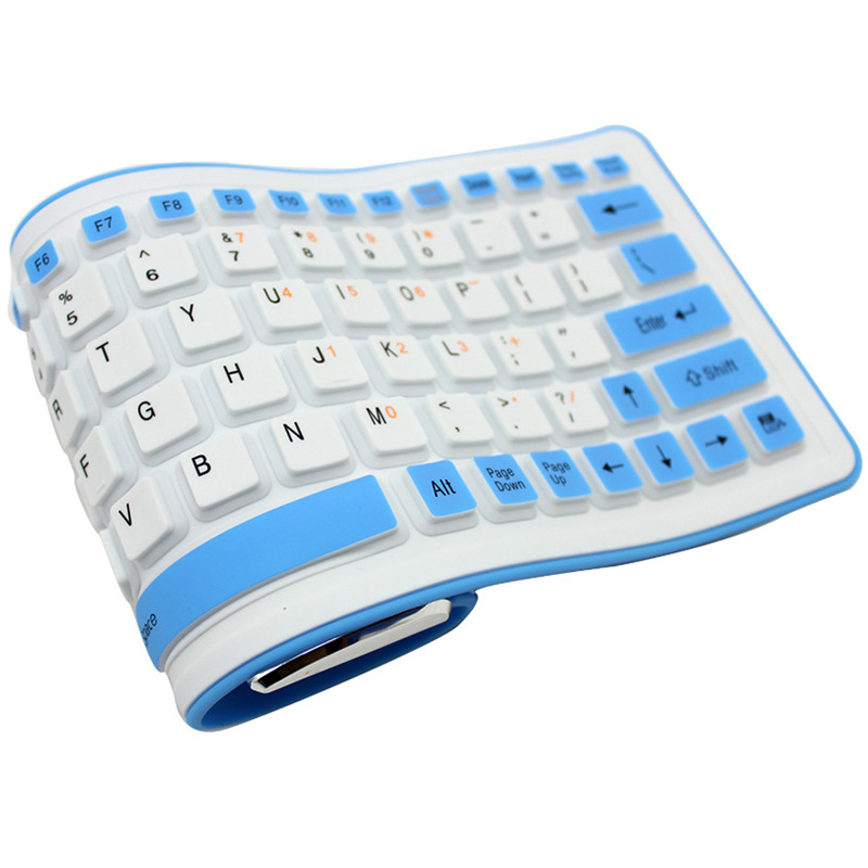 New Arrival Rainbow Color Foldable Silica Gel Ergonomics Soft Portable Roll Up USB Wired Mini Flexible Folding Computer Keyboard