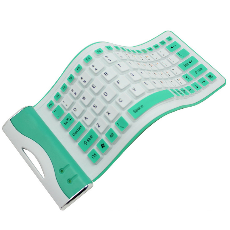 New Arrival Rainbow Color Foldable Silica Gel Ergonomics Soft Portable Roll Up USB Wired Mini Flexible Folding Computer Keyboard