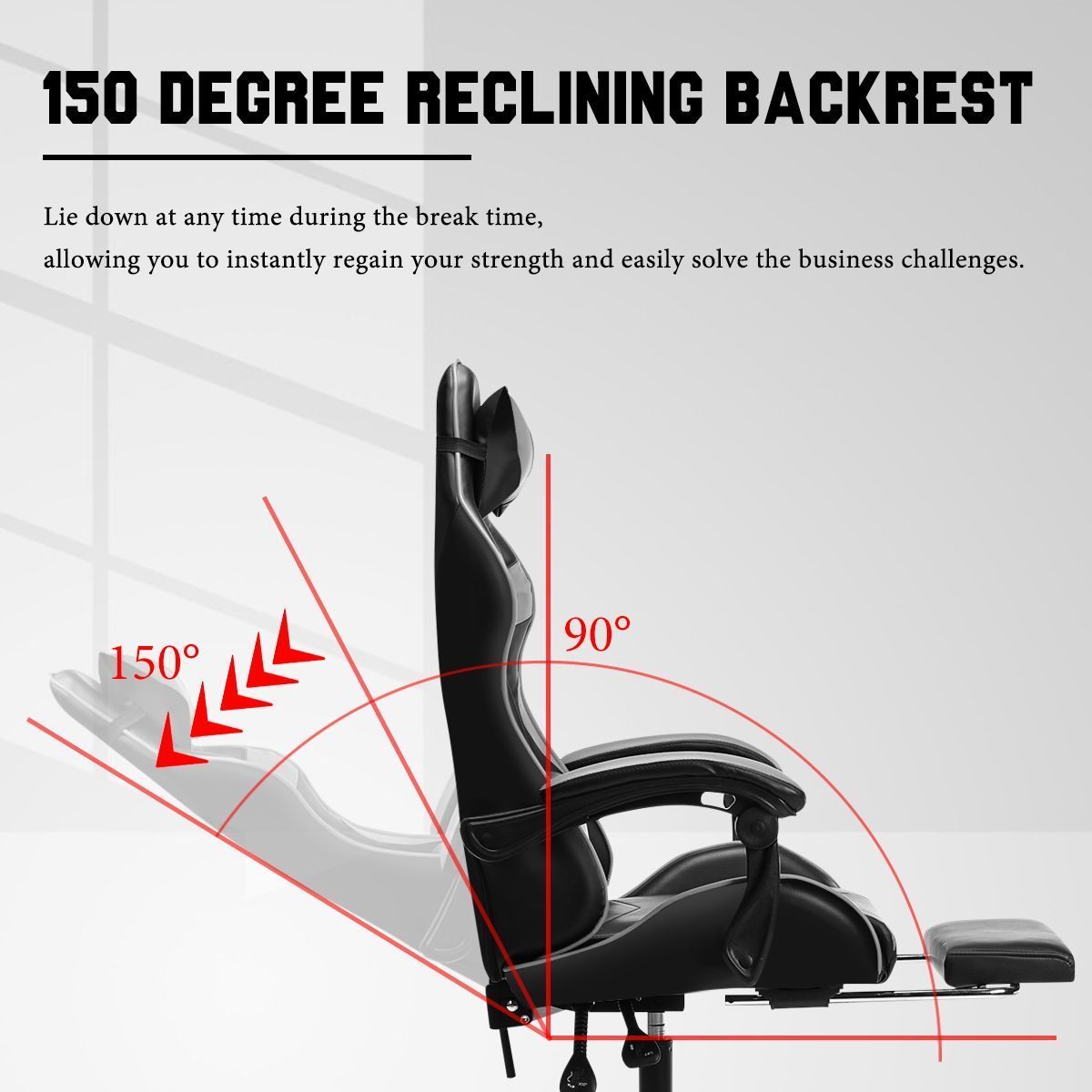 Gamer Racing Style Adjustable Office Chair with Removable Headrest High Back Lumbar Cushion and Footrest Swivel Gaming Chair