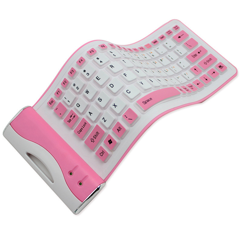 New Arrival Rainbow Color Foldable Silica Gel Ergonomics Soft Portable Roll Up USB Wired Mini Flexible Folding Computer Keyboard