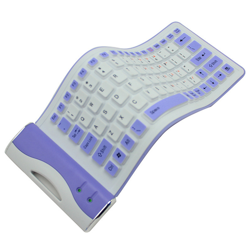 New Arrival Rainbow Color Foldable Silica Gel Ergonomics Soft Portable Roll Up USB Wired Mini Flexible Folding Computer Keyboard