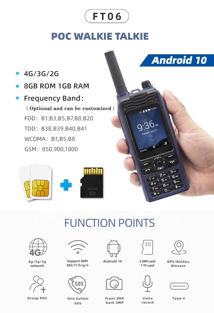 Android 10 POC Zello Long Range Dual Sim Card Walkie Talkie Mobile Phone Radio Woki toki