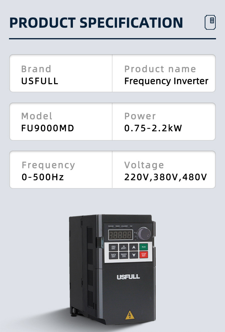 USFULL Factory Outlet AC Motor Drive 3HP 2.2kW 2HP 1.5kW 60Hz 50Hz Speed Regulator 220V/380V Variable Frequency Inverter VFD VSD