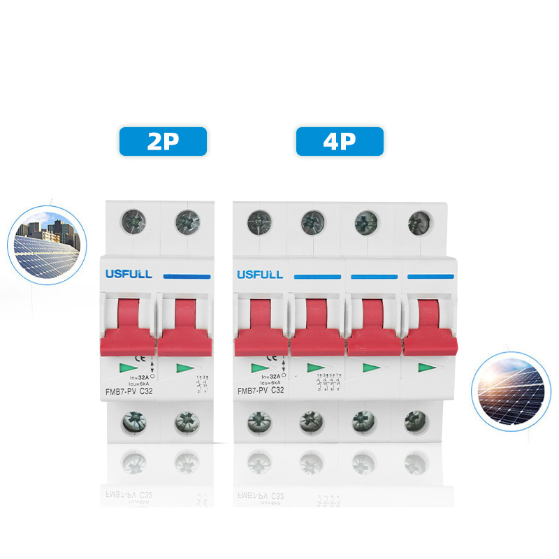 USFULL 2P DC 600V 800V 1000V 1200V disjuntor MCB curve C for Solar PV System Disconnecting Switch