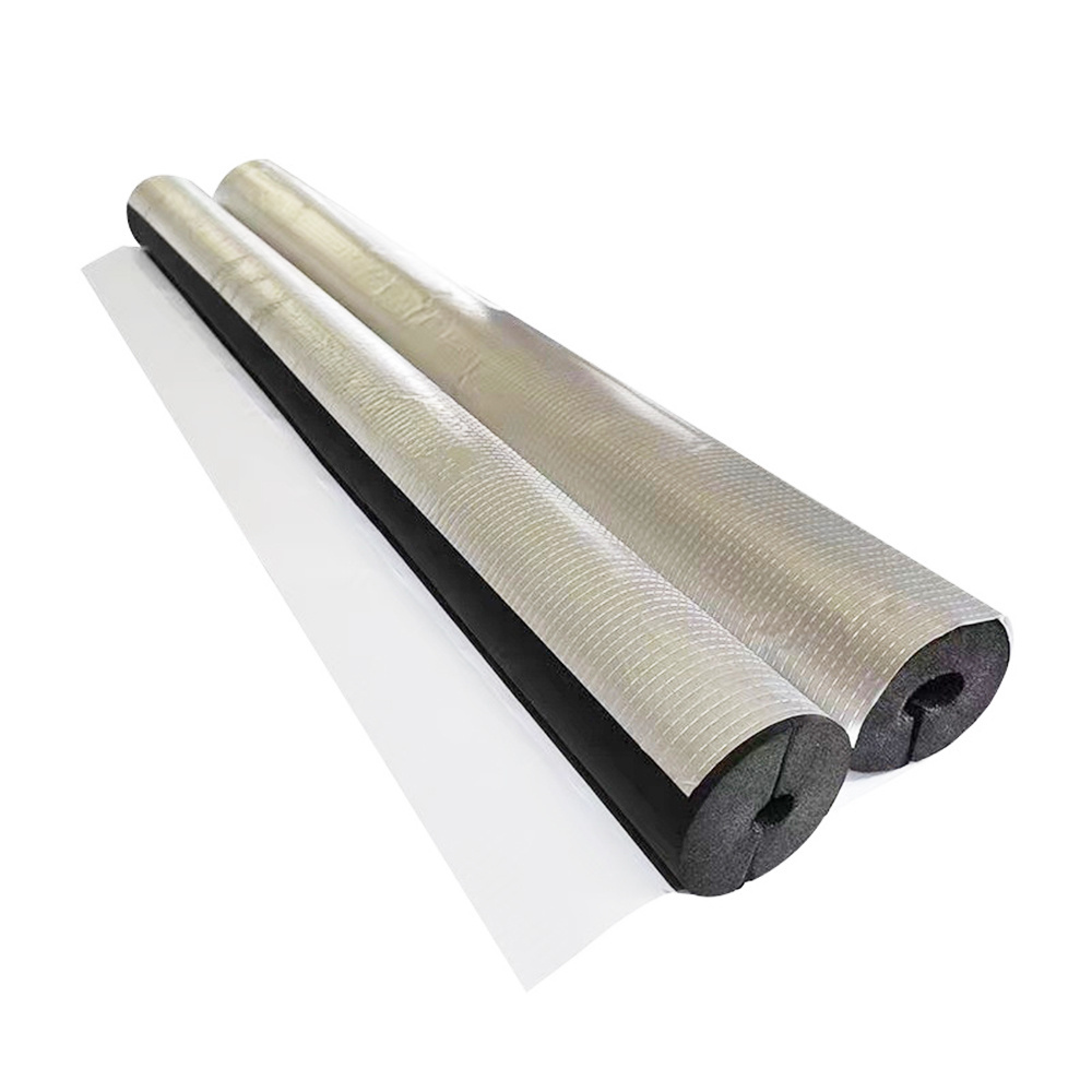 Funas NBR flexible black or colored rubber foam pipe with aluminum foil for air conditioning cold hot copper pipe