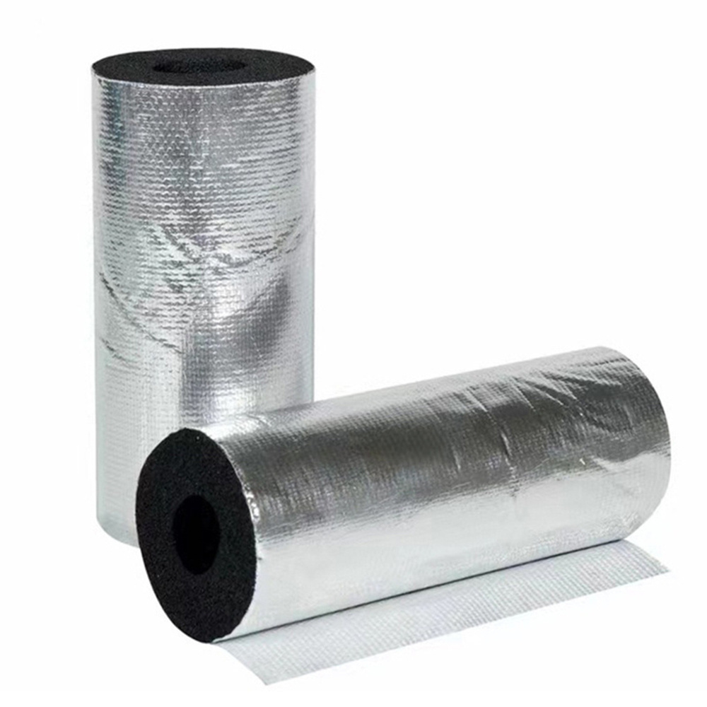 Funas NBR flexible black or colored rubber foam pipe with aluminum foil for air conditioning cold hot copper pipe