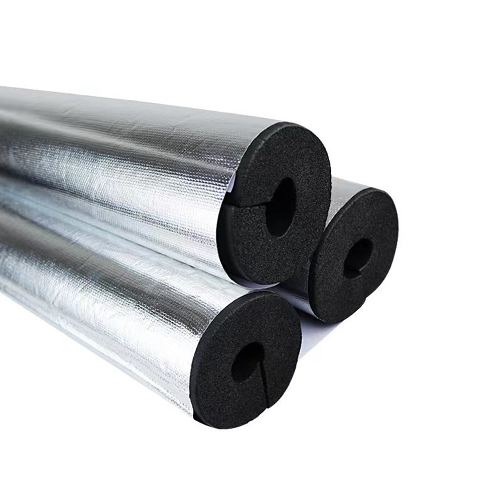 Funas NBR flexible black or colored rubber foam pipe with aluminum foil for air conditioning cold hot copper pipe