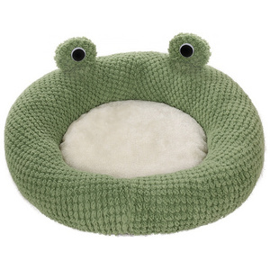 Cute luxury  washable houses frog half-closed removable pet cushion custom cat fossa mattress pet bed for dog