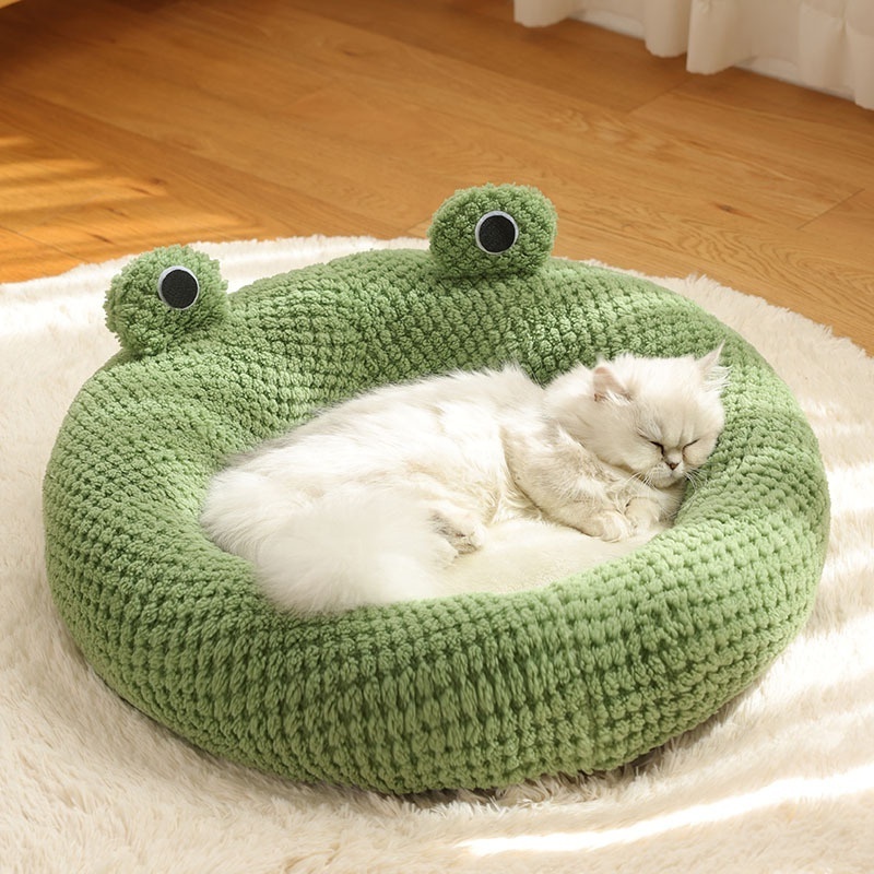 Cute luxury  washable houses frog half-closed removable pet cushion custom cat fossa mattress pet bed for dog