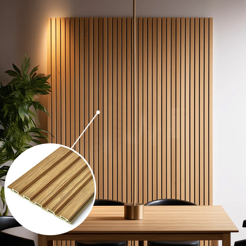 PS panel 3d wood fluted ps wall panel exterior wpc interior fluted wall panel