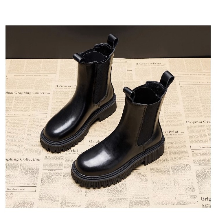 Fashion Designer Boots With Pocket Shoes Black Women's Ankle Leather Boots For Ladies