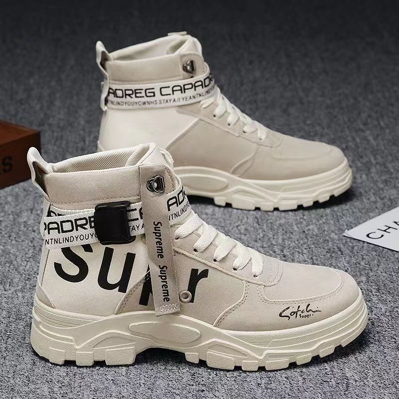 Autumn new breathable high top men's Martin boots British style casual frosted leather short boots thick soled work boots