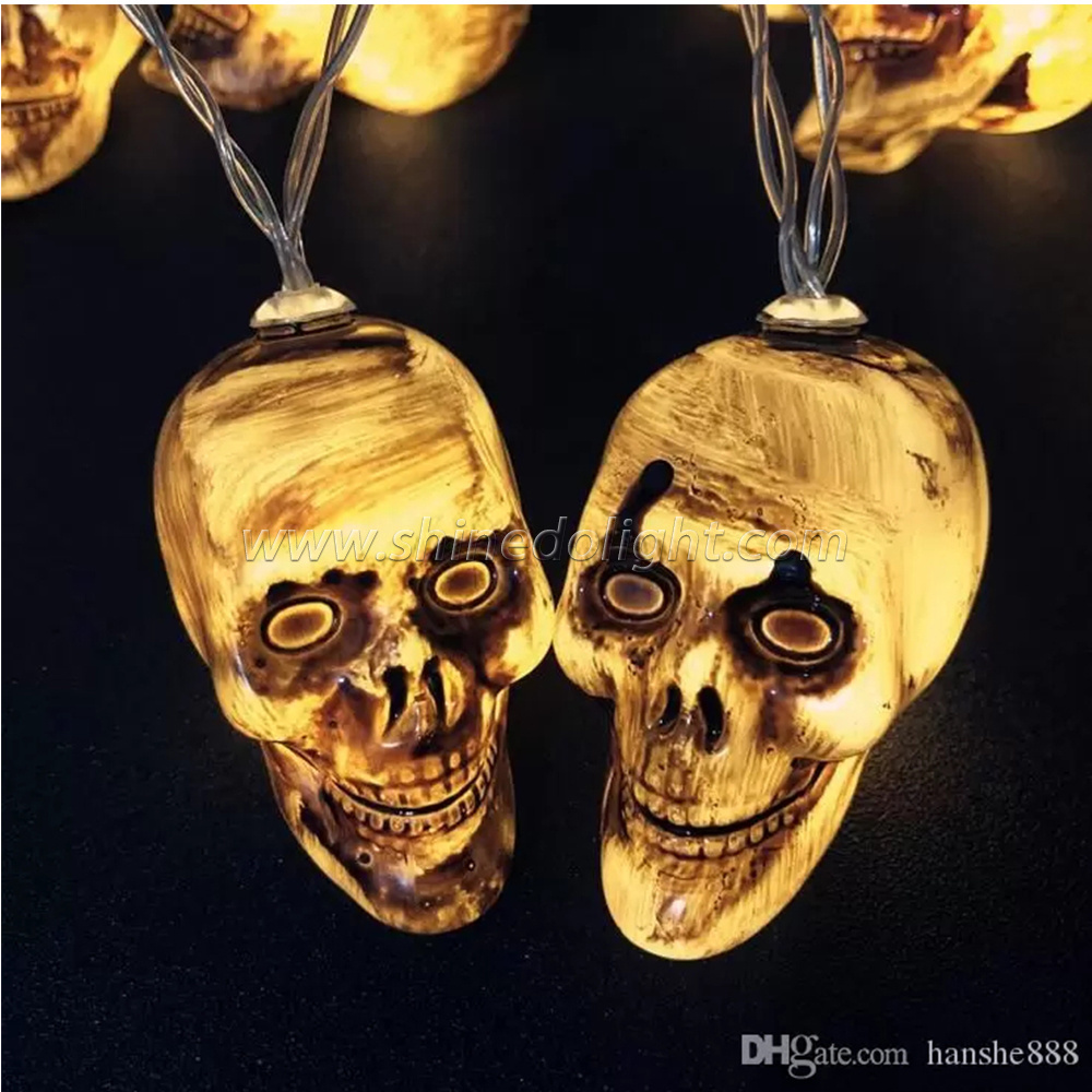 Halloween Skull String Light String Lights Steady Flickering Battery Operated Waterproof decoration Lights