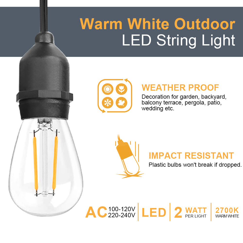 Warm White Vintage Edison bulb WiFi & Remote control Hanging Smart Patio String Light