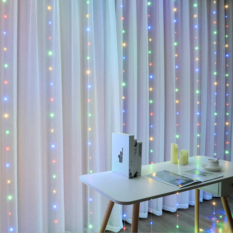 Decoration 8 Lighting Modes Fairy Lights 300 Led Remote Control Window Curtain Lights For Bedroom Party Wedding