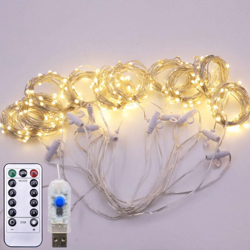 Decoration 8 Lighting Modes Fairy Lights 300 Led Remote Control Window Curtain Lights For Bedroom Party Wedding