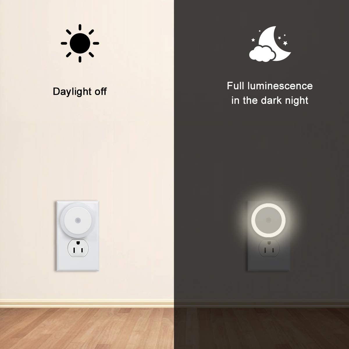 US EU Plug-in Auto Sensor Control Led Wall Socket Baby Nursing Sleeping Lamp Plug In Night Light Lamp