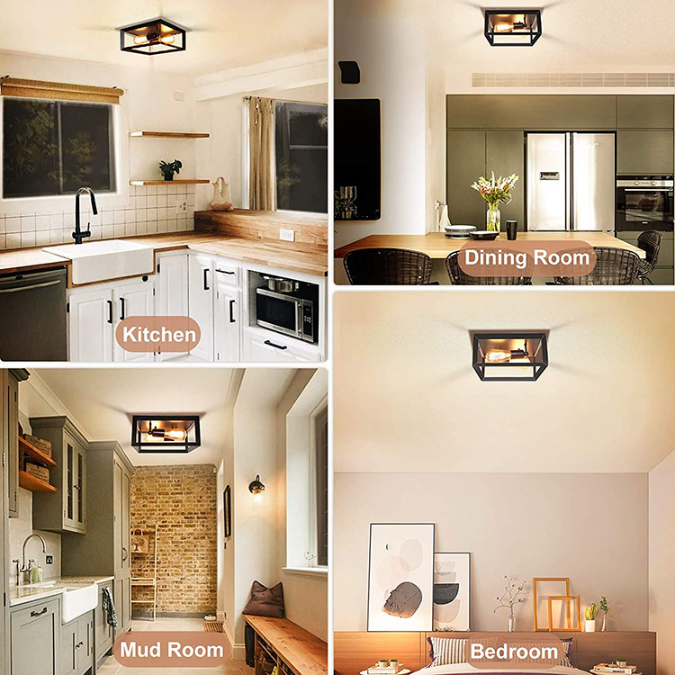 wholesale indoor Modern design led ceiling light 2.4G 3000K-6500K Fixture Black Metal Farmhouse Vintage Close Ceiling Lights