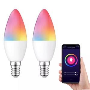 E12 LED Candelabra Light Bulbs, Color Changing Candle, B12  Incandescent Equivalent, 450 Lumen, RGB + 2700K Warm White