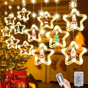 LED Battery Operated Christmas Lights for Outdoor Indoor Remote Window Curtain String Light