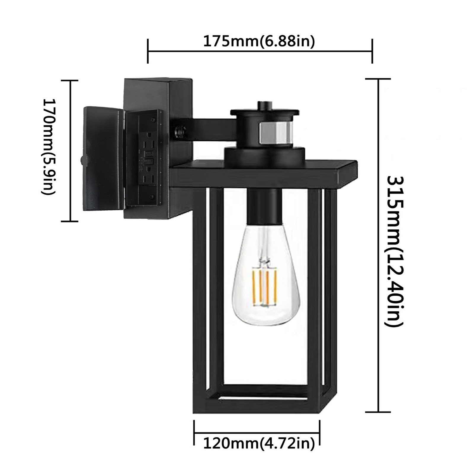 Motion Sensor Outdoor Light with outlet for porch