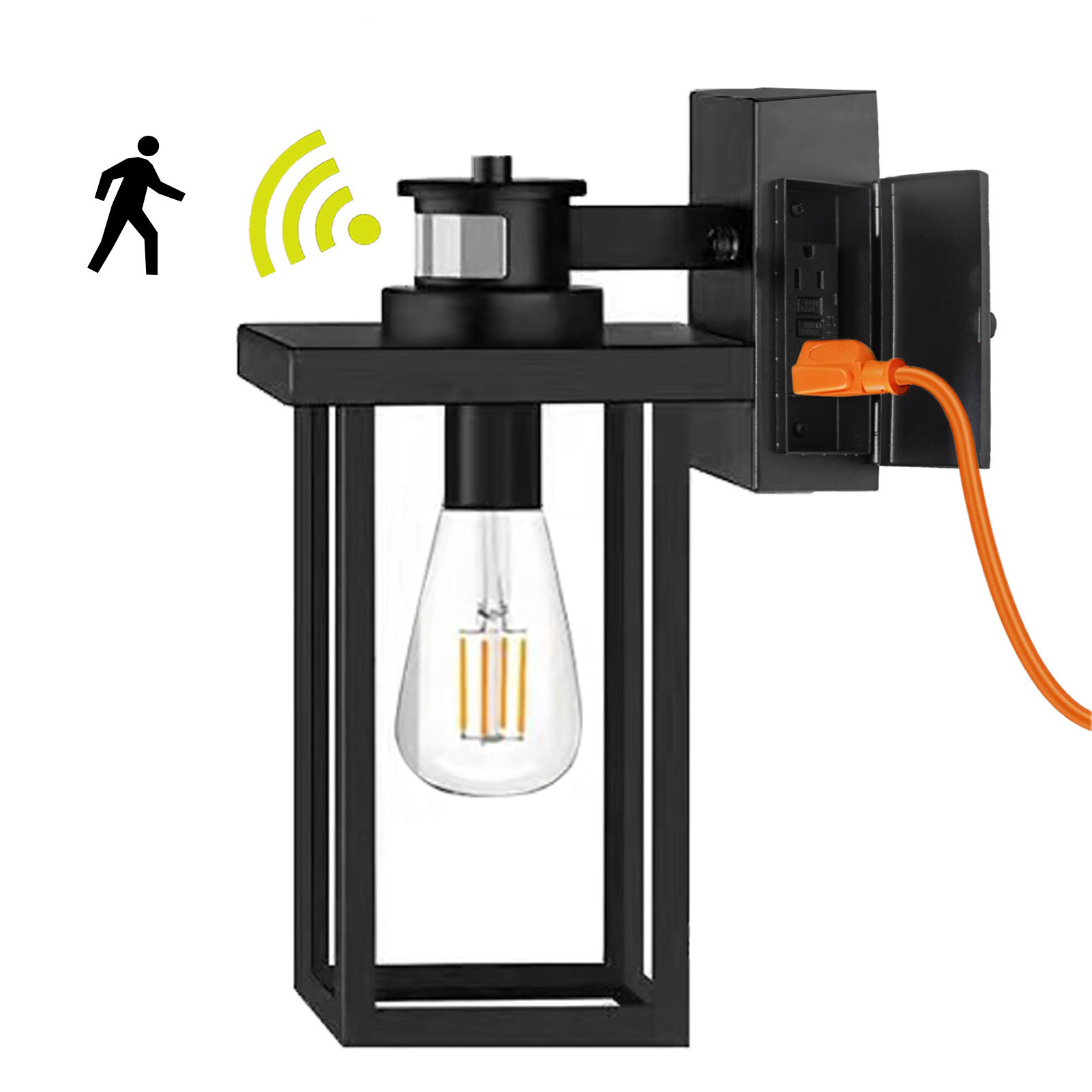 Motion Sensor Outdoor Light with outlet for porch