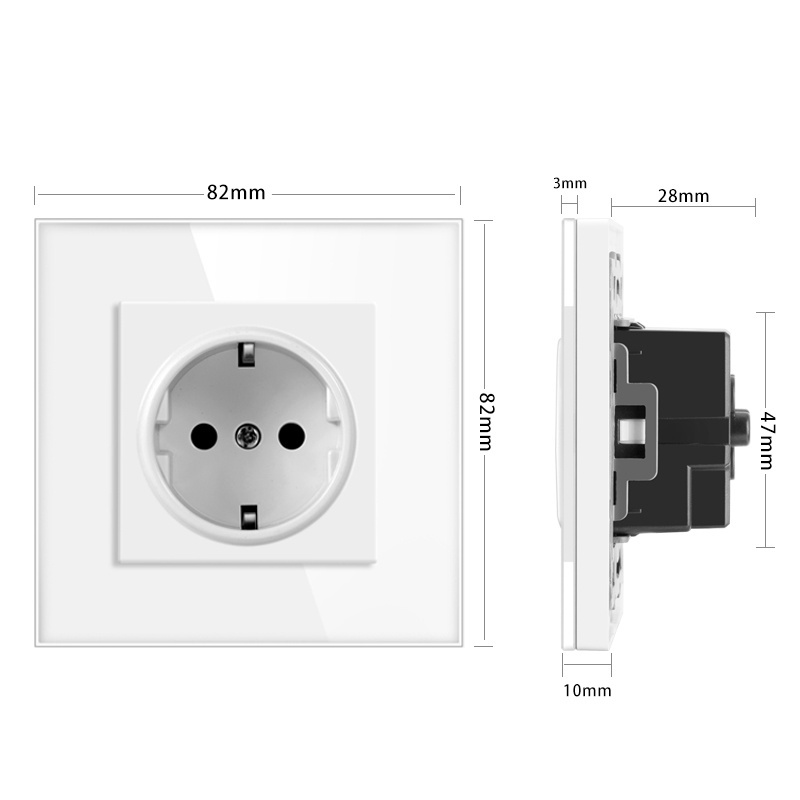 Manufacturer EU German Crystal Tempered Glass Panel wall Sockets 16 a Power Electric Plug Wall Light Switch Outlet Socket