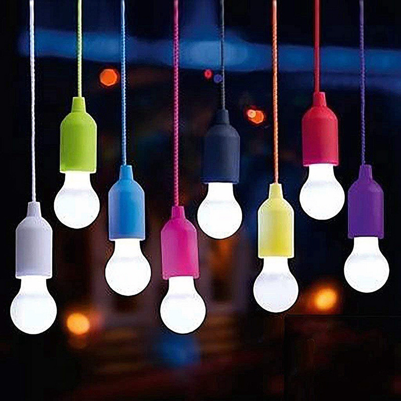 Portable LED Pull Cord Light Bulb Battery Operated Hanging Pull Cord Night Lamp Outdoor Camping Tent Lamp For Home Garden Decor