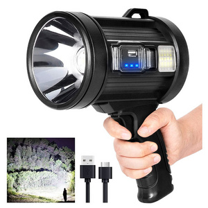 Type-C Rechargeable 500 Lumens Waterproof red&blue warm light Solar Handheld Spotlight with Detachable Red Light Filter