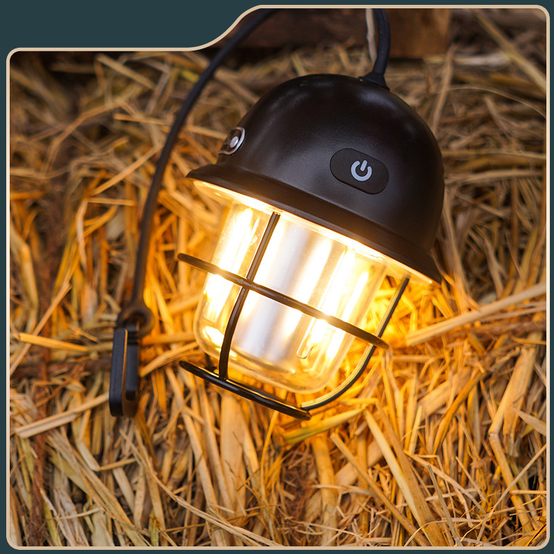 Outdoor Lighting Camping Lamp type-c USB Charging Retro Barn Lantern Campsite Lamp  Light Tent LED Light for Camping