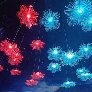 Outdoor Colorful Led Fiber Optic Dandelion Decorative Silk Flowers Jellyfish Light Star Sky Forchristmas tree with led lights