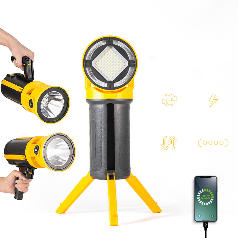 Multi-Functional Rotating Search Hunt Emergency Flood Light Foldable LED USB Rechargeable Flashlights & Torches Camping