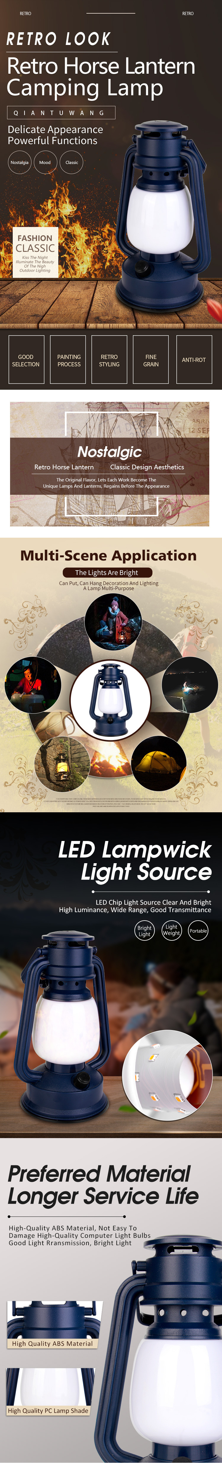 Outdoor Portable Camping Light LED Retro Flame Camping Lantern