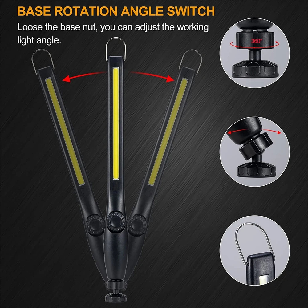 Helius COB Rechargeable Long Work Light Portable Dimmable LED Overhaul Light Bottom with Magnet Emergency Lighting