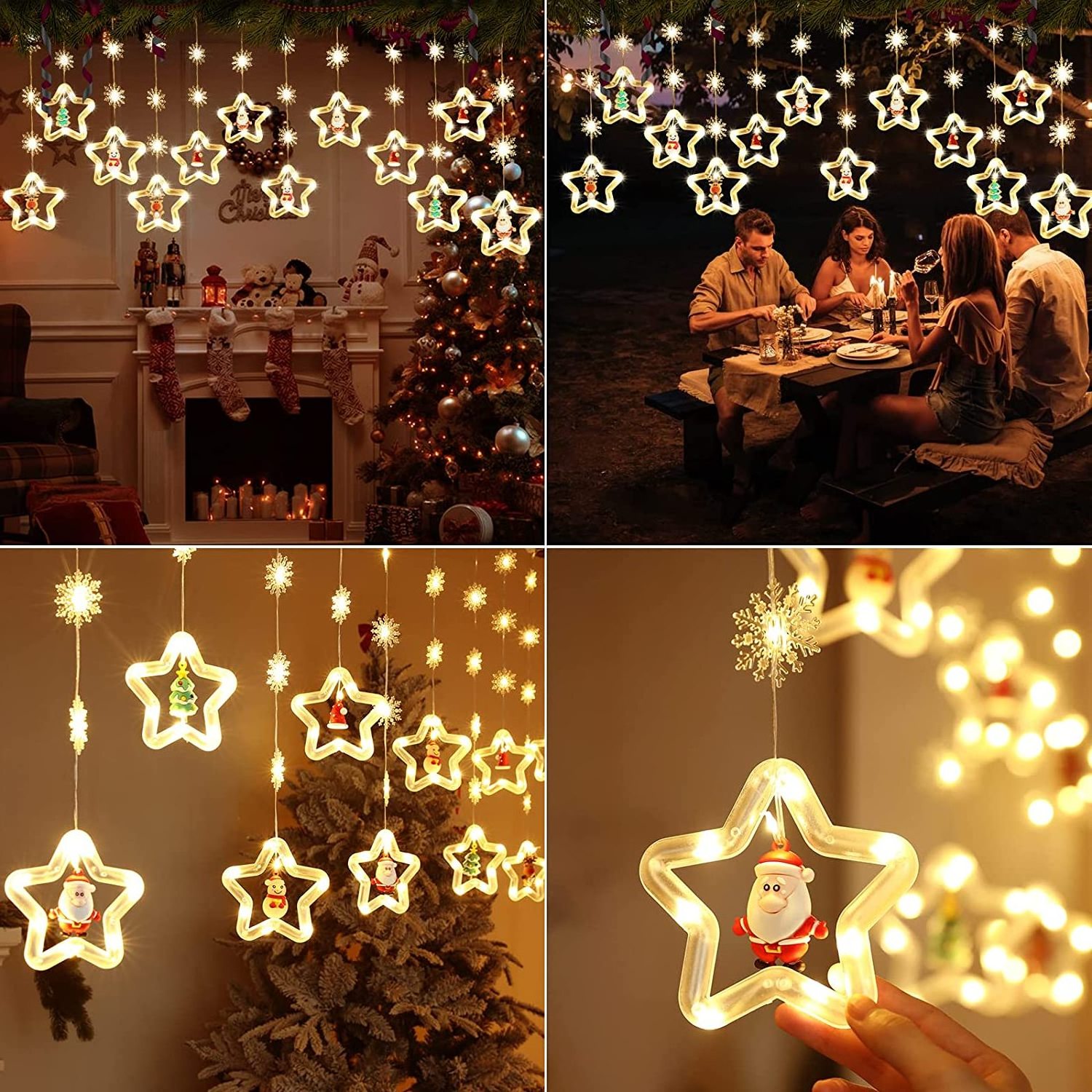 LED Battery Operated Christmas Lights for Outdoor Indoor Remote Window Curtain String Light