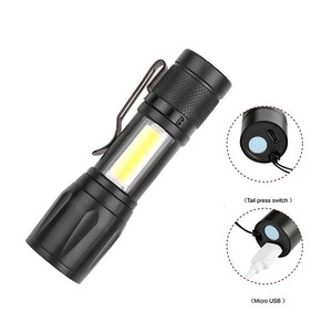 high power aluminum rechargeable zoomable small flashlights Tactical LED cob flashlight mini torch light