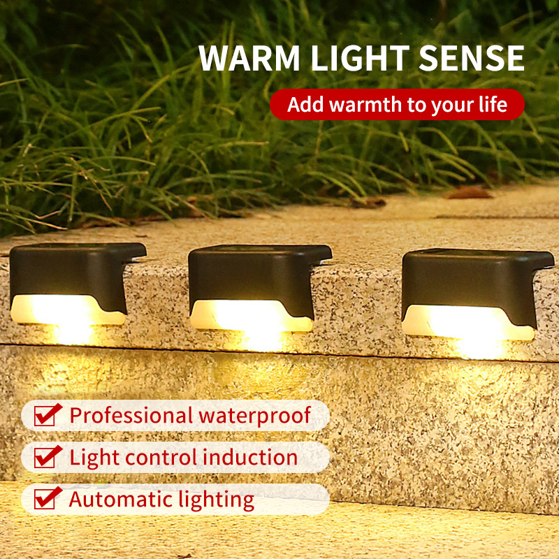 New Upgraded waterproof garden solar powered fence lights outdoor deck light led steps lights stair solar lamp